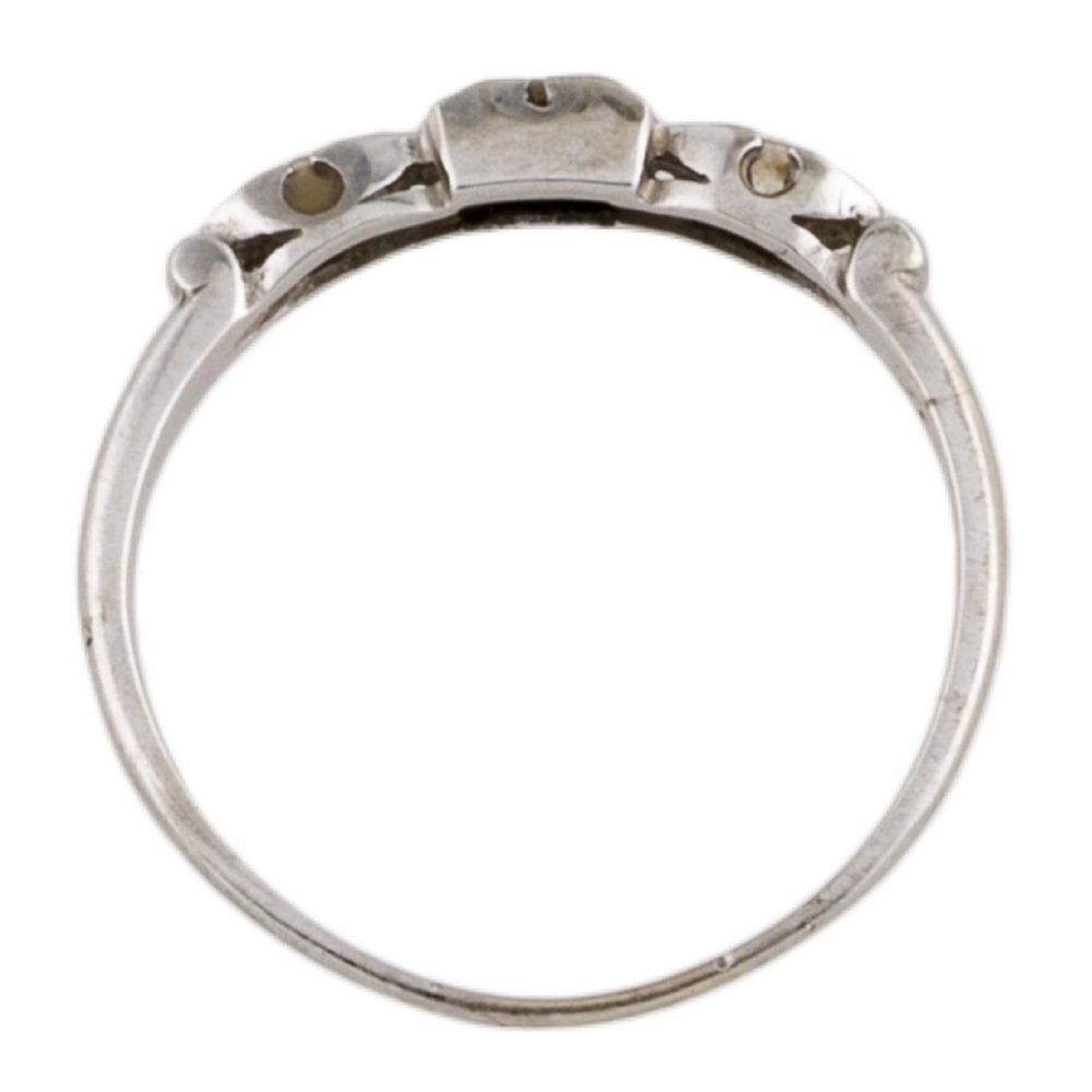 Antique 18K White Gold Diamond Ring Size 6.25 - Picture 10 of 14